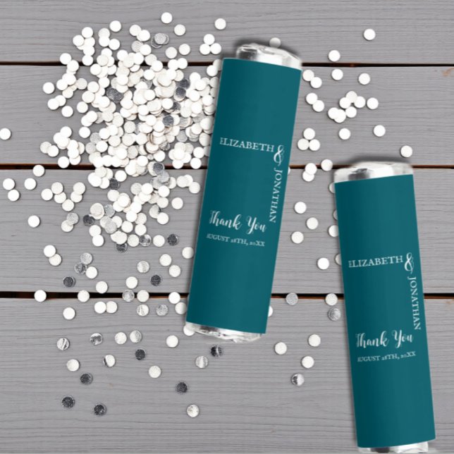 Dark Teal Modern Typography Wedding Breath Savers® Mints (Creator Uploaded)