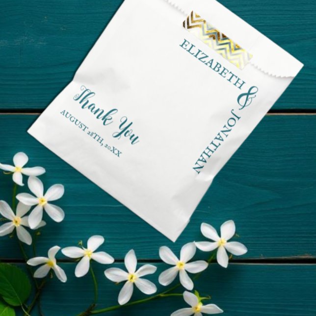 Dark Teal Modern Typography Wedding Favor Bag (Creator Uploaded)
