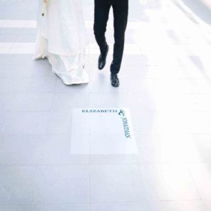 Dark Teal Modern Typography Wedding Floor Decals