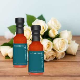 Dark Teal Modern Typography Wedding Hot Sauces