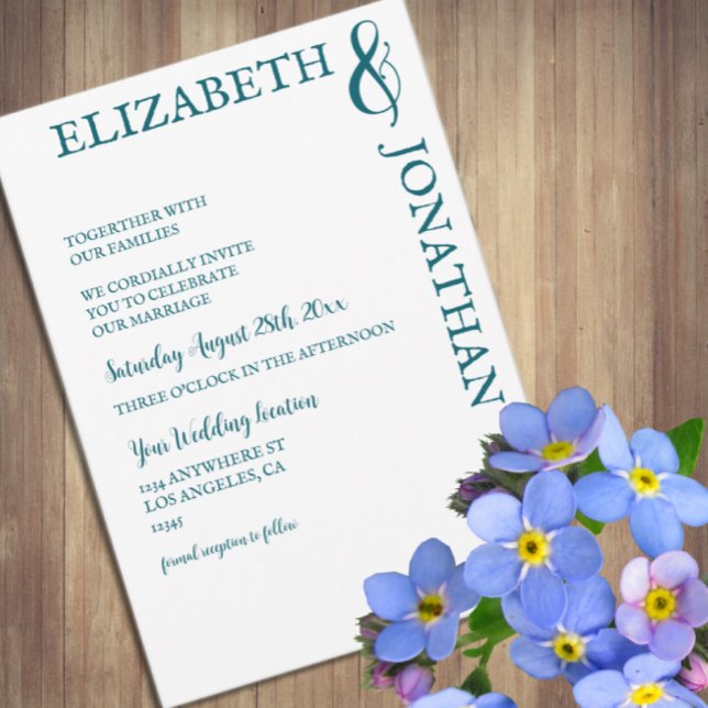 Dark Teal Modern Typography Wedding Invitation (Creator Uploaded)
