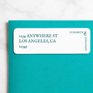 Dark Teal Modern Typography Wedding Label