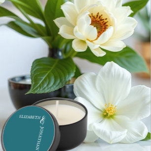 Dark Teal Modern Typography Wedding Mini Candle Favors