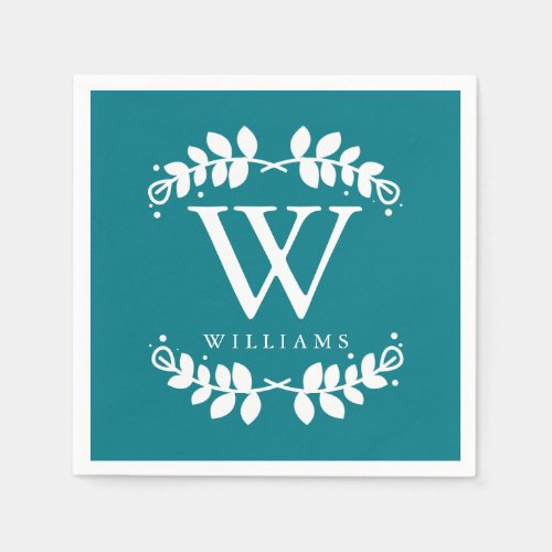 Dark Teal Monogram Napkins