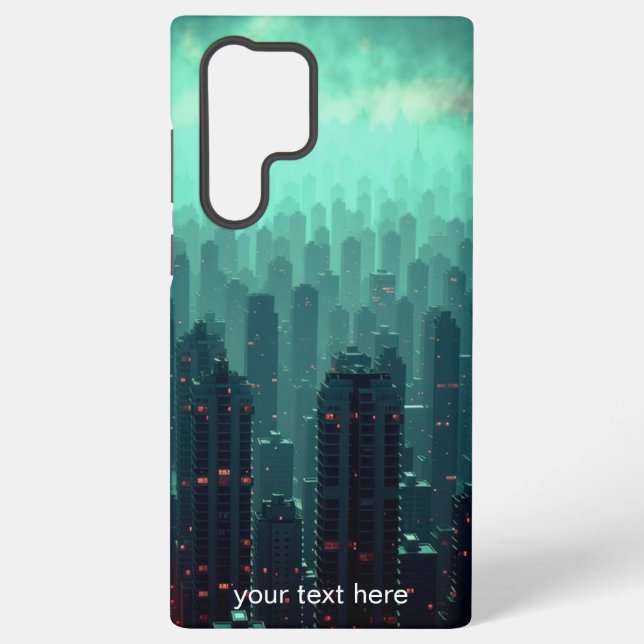 Dark Teal Night New York City Skyline Samsung Galaxy Case (Back)