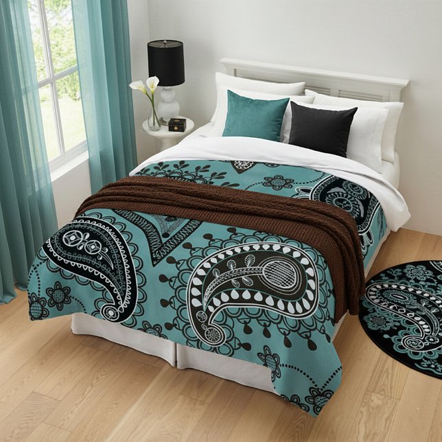 Dark teal paisley duvet cover (Creator Uploaded)