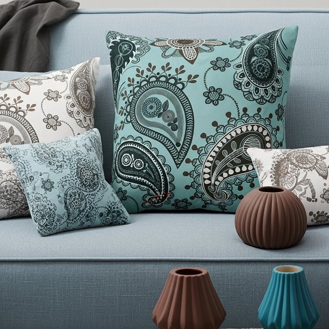 Dark teal paisley throw pillow (Creator Uploaded)