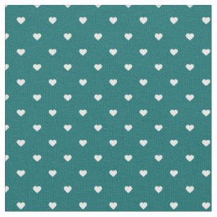 Dark Teal Polka Dot Hearts Fabric