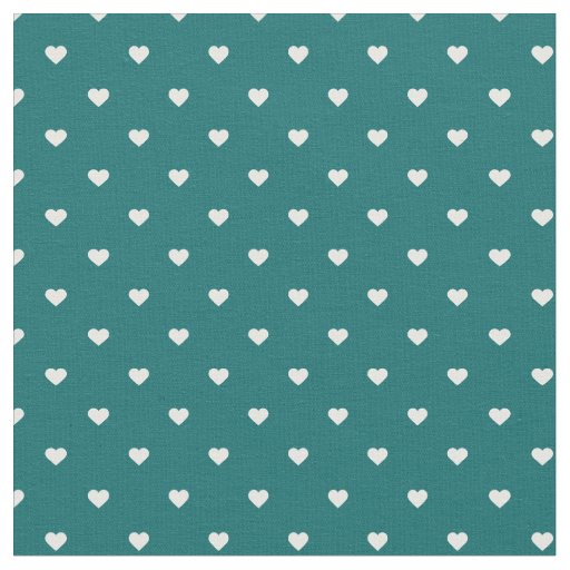 Dark Teal Polka Dot Hearts Fabric