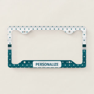 Dark Teal Polka Dot Pattern License Plate Frame