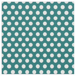 Dark Teal Polka Dots Fabric