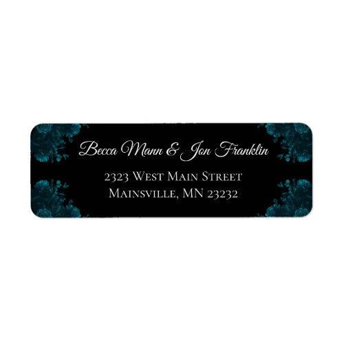 Dark Teal Roses Wedding Return Address Label