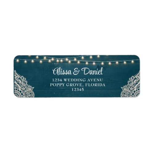 Dark Teal Rustic Elegance Wedding Label