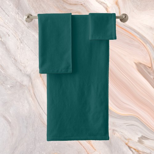 Dark Teal Solid Color Bath Towel Set