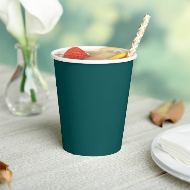 Dark Teal Solid Color Paper Cups (Insitu)