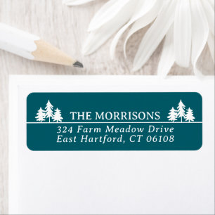 Dark Teal Spruces Rustic Name & Return Address Label