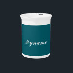 Dark Teal Trendy Modern Minimalist Chic Name Beverage Pitcher<br><div class="desc">This template can be customized to meet all professional or personal occupations.</div>