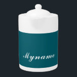 Dark Teal Trendy Modern Minimalist Chic Name Teapot<br><div class="desc">This template can be customized to meet all professional or personal occupations.</div>