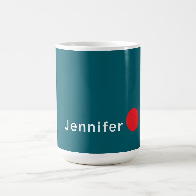 Dark Teal Trendy Modern Minimalist Your Name Coffee Mug (Center)