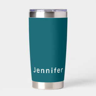 Dark Teal Trendy Modern Minimalist Your Name Insulated Tumbler