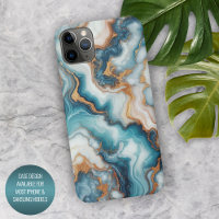 Dark Teal Turquoise Blue Gold Marble Art Pattern