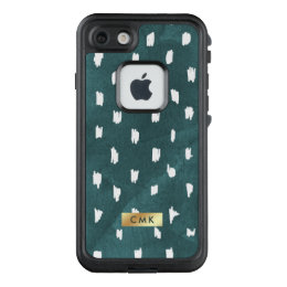 Dark Teal Watercolor with Dots | Monogram LifeProof FRĒ iPhone 7 Case