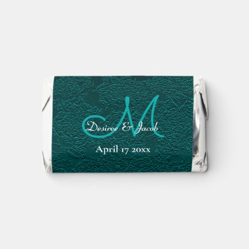 Dark Teal White Turquoise Elegant Wedding Monogram Hersheys Miniatures