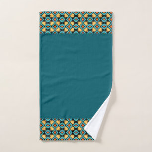 Dark teal Yellow Bath Towel Set