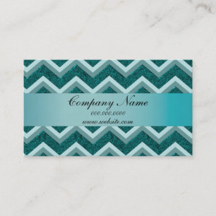 Dark Teal Zigzag Pocket 2019 Calendar Business Card