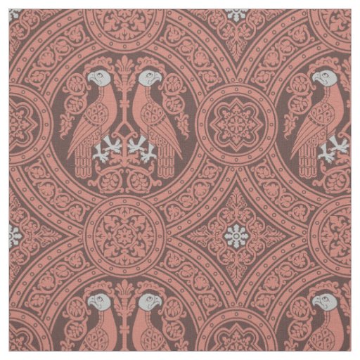 Dark Terra Cotta Byzantine Birds Fabric