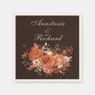 Dark Terracotta and Burnt Orange Wedding Napkins
