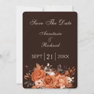 Dark Terracotta and Burnt Orange Wedding Save The Date