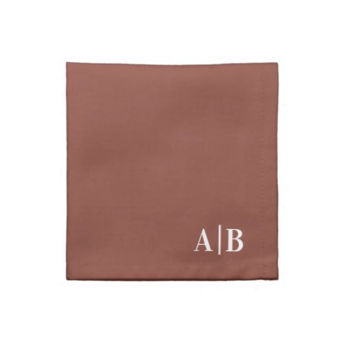 Dark Terracotta and White Wedding Monogram Cloth Napkin