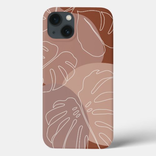 Dark Terracotta Boho Tropical Monstera Leaf iPhone 13 Case