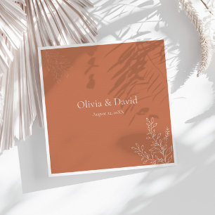 Dark Terracotta Botanical Wedding Napkin