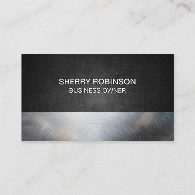 Dark Texture | Metallic Brushed Business Card (Front)