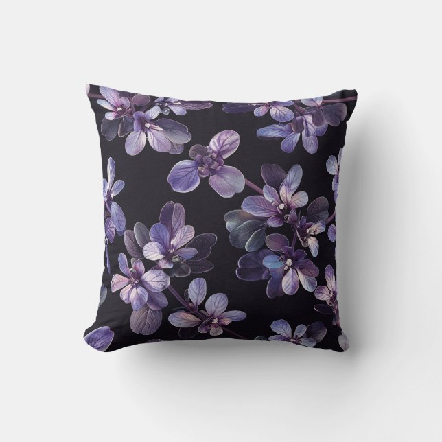 Dark texture of purple decorative flower petals throw pillow (Front)