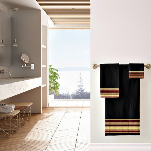 Dark textured stripes bath towel set