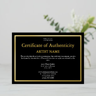 Dark Theme Gold Foil Certificate of Authenticity Foil Holiday Card