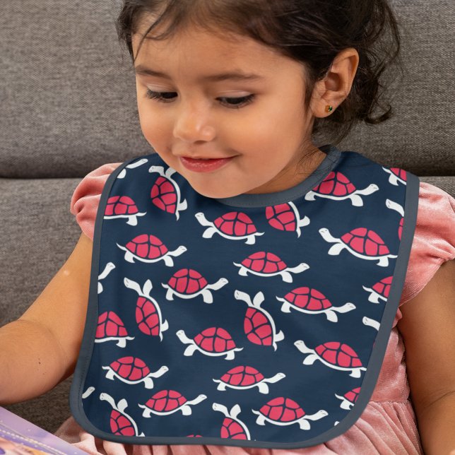 Dark Theme Tortoise Cartoon  Baby Bib (tortoise turtle kid, infant, newborn baby food safety bib, neck bib, dress dirty free baby bib)