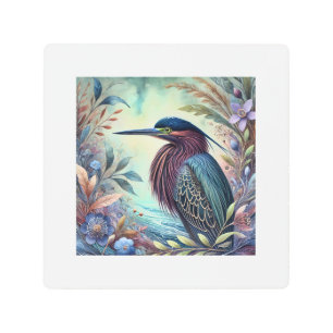 Dark Tiger Heron 141024AREF151 - Watercolor Metal Print