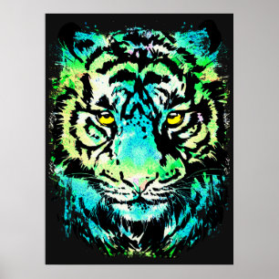 Dark Tiger Poster - Colorful Tiger Eyes