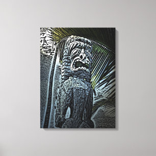 Dark tiki statue canvas print