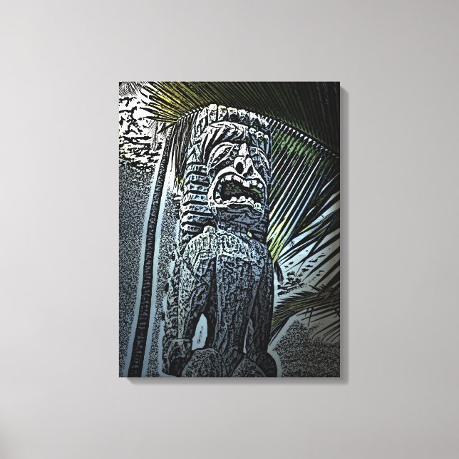 Dark tiki statue canvas print (Front)