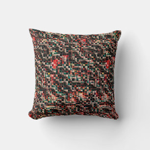 Dark tiles in textured rough style, mosaic squares throw pillow