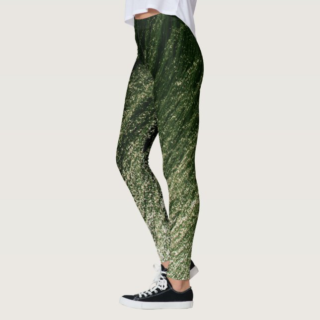 Dark to Pastel Jade Ombre Glitter, Earth Element Leggings (Left)