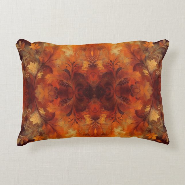 Dark Tone Autumn Leaves Accent Pillow (Front)