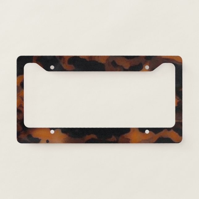 Dark Tortoiseshell Pattern Luxury Car License Plate Frame (Front)