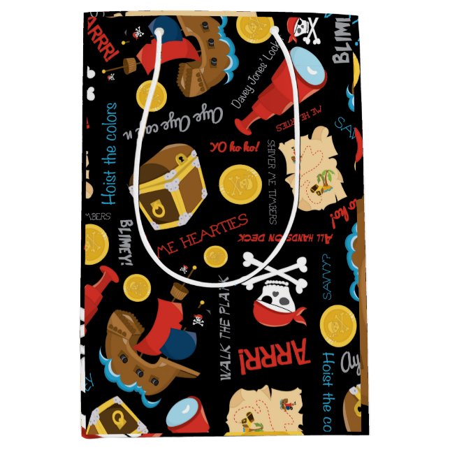 Dark Treasure Island Party Pirate Medium Gift Bag (Front)