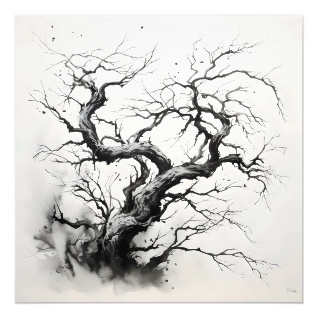 Dark Tree Ink Painting Photo Print (Front)